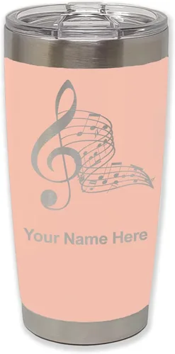 Vista 98 de LaserGram Vaso aislado al vacío de 20 onzas, notas musicales, grabado personalizado incluido (negro)