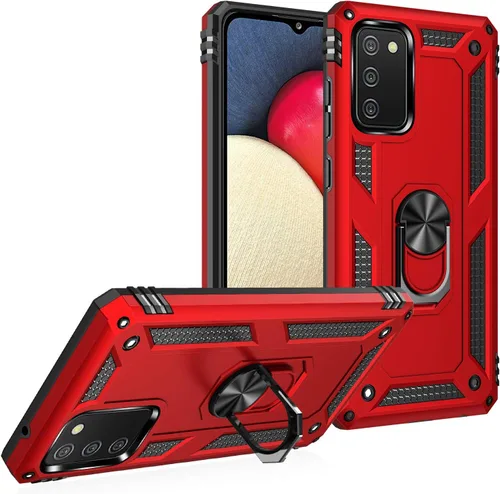 Vista 9 de Dionsibei Carcasa de grado militar para Samsung Galaxy A02S, anillo giratorio de metal 360, soporte de soporte, armadura, resistente, a prueba