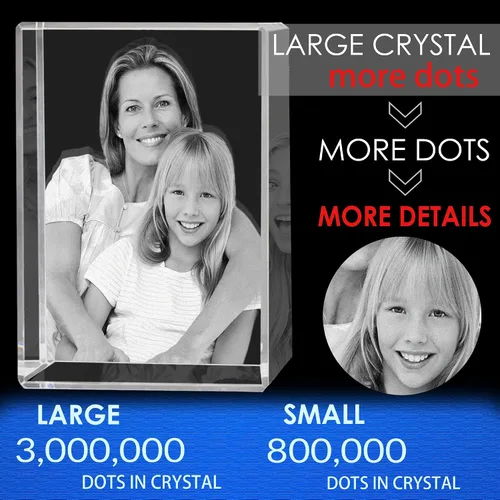 Vista 5 de Foto de cristal grabada en 3D personalizada, foto 3D, imagen de cristal 3D, foto grabada con láser, cristal grabado en el interior con fotografía