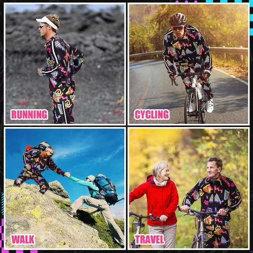 Vista 5 de Mepase Traje retro de los años 80 y 90 para hombre, ropa deportiva con cinta lateral, ropa urbana, ropa urbana, casual, manga larga, chándal