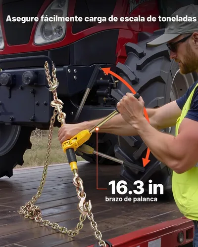 Vista 6 de VEVOR Tensor de cadena de trinquete, cadenas G80 de 5/16 pulgadas x 10 pies, carga de trabajo de 8000 libras de tensor de carga de trinquete, juego