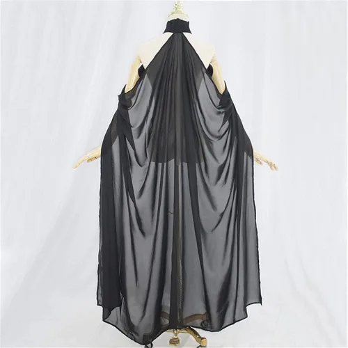 Vista 3 de Capa larga de gasa para mujer, cuello halter, para boda, novia, chal, capa larga