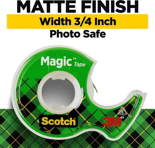 Vista 2 de Scotch Magic Tape, 4 rollos, numerosas aplicaciones, invisible, diseñado para reparación, 3/4 x 300 pulgadas, en caja