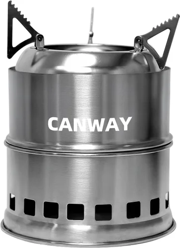 Vista 11 de Canway, estufa de camping portátil, mini estufa de leña para acampar para senderismo, viajes, supervivencia, cocina, estufa de acero inoxidable