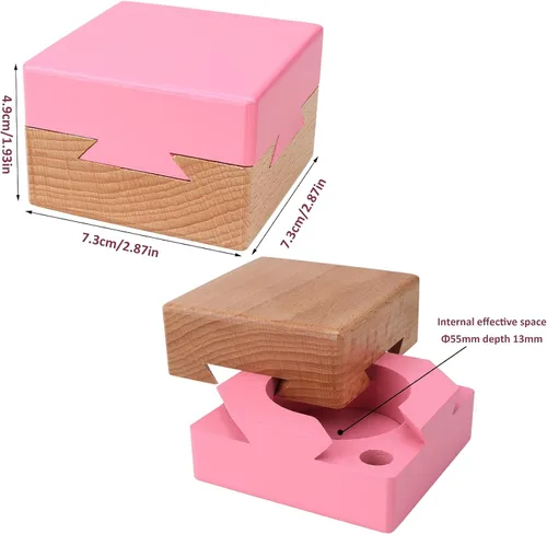 Vista 3 de DC-BEAUTIFUL Caja mágica de madera, caja de regalo secreta rosa, caja de rompecabezas imposible para cumpleaños y San Valentín Small Rosa
