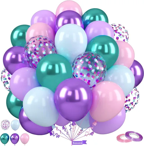 Vista 21 de Globos azules y negros, globos de graduación de 12 pulgadas, globo de látex de confeti azul oscuro, negro, blanco, plateado metálico, para niños