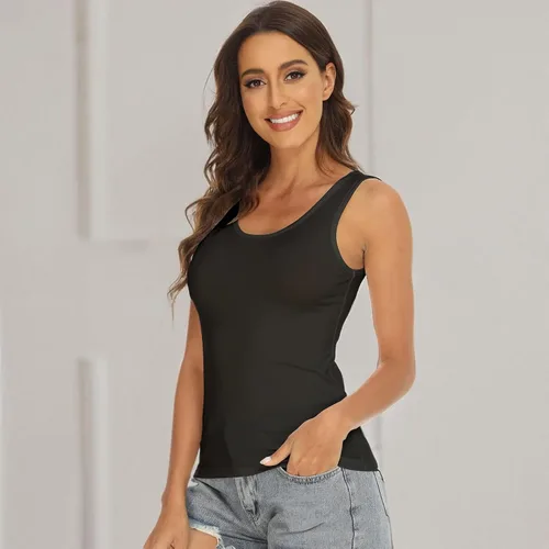 Vista 8 de BQTQ 5 piezas de camisetas sin mangas para mujer, camisetas sin mangas Negro