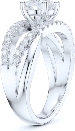 Vista 4 de Sterling Silver Women's Criss Cross Ring with 1CT Simulated Round Diamond or Genuine Moissanite Crossover Infinity Twisted Engagement Ring