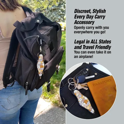 Vista 5 de MUNIO Llavero de autodefensa Herramienta de seguridad ligera, elegante y portátil para mujeres y hombres Kubotan no letal, fácil de usar, Gatos