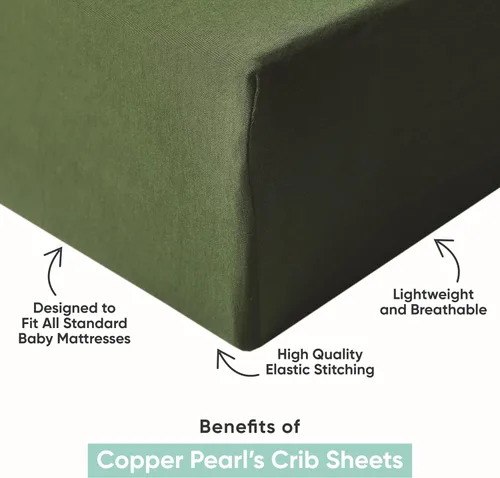 Vista 2 de Copper Pearl: Sábanas de punto prémium para cuna de bebé para niños y niñas, transpirables y suaves, sábanas ajustables para colchones estándar