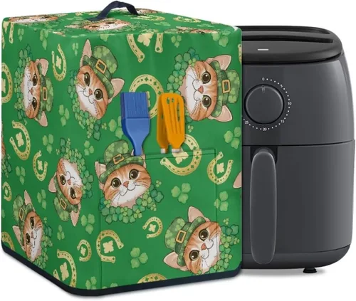 Vista 24 de Air Fryer Oven Dust Cover with Handle and Pocket, Easy Cleaning Electric Appliance Cover, Brown Flower Flor marrón (Brown Flower)