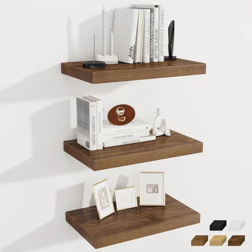 Vista 11 de Fun Memories Pequeños estantes flotantes para pared, estantes cuadrados de pared de 8 pulgadas con soportes invisibles, estantes negros para baño