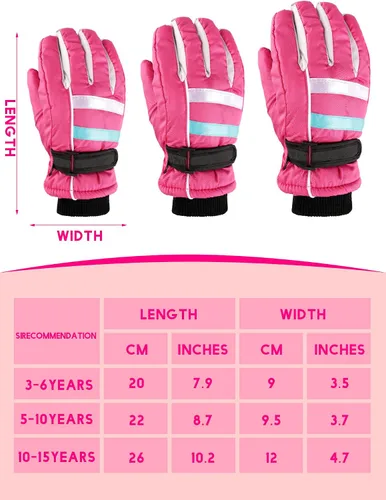 Vista 3 de 2 pares de guantes de esquí para niños, guantes de invierno impermeables para nieve, gruesos y cálidos, guantes de snowboard para niños y niñas