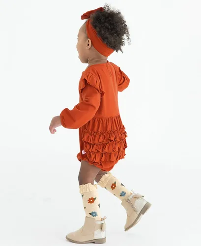 Vista 8 de RuffleButts Paquete de 3 calcetines hasta la rodilla con volantes para niñas