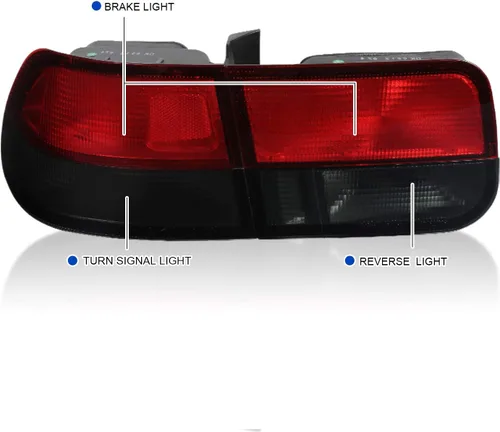 Vista 3 de SPEC-D TUNING Luces traseras de lentes ahumadas rojas compatibles con Honda Civic Coupe 1996-2000 de 2 puertas, conjunto de par izquierdo + derecho