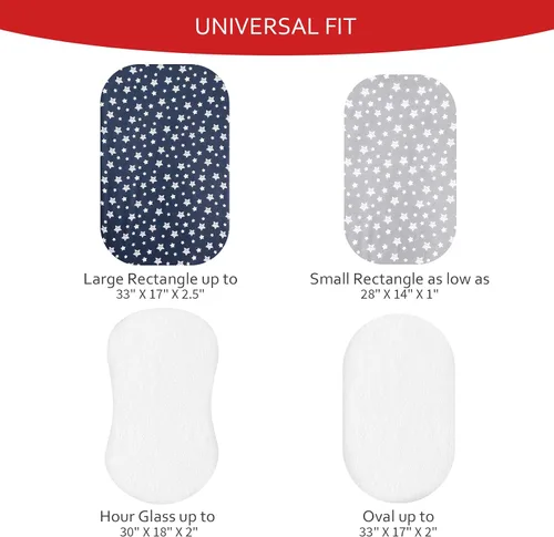 Vista 7 de Sábanas de moisés y protector de colchón de moisés impermeable 4 piezas, Terry de viscosa, ajuste universal para colchón ovalado, de reloj de arena