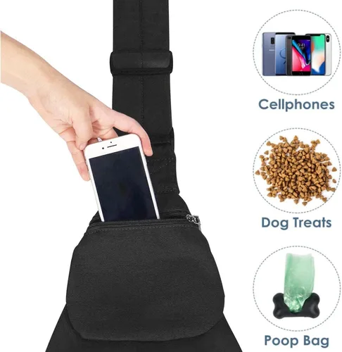 Vista 4 de Lukovee Correa para Mascotas, Correa para Perros Sin Manos, Correa Ajustable con Correa Acolchada, Bolsa de Hombro Transpirable de Algodón, Bolsa