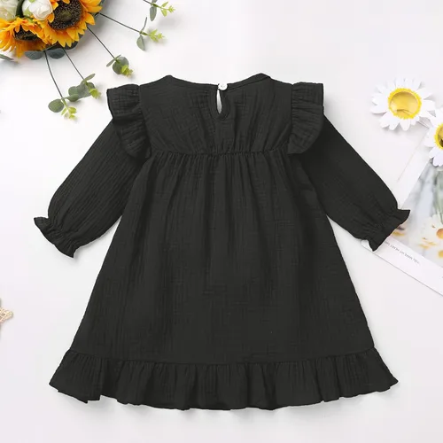 Vista 2 de Vestido mexicano de manga larga con bordado floral, para fiesta, traje étnico tradicional, vestido de verano con volantes