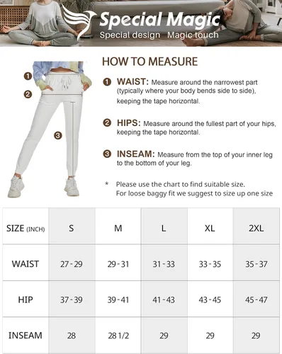 Vista 6 de SPECIALMAGIC Pantalones deportivos de algodón para mujer con bolsillos y cordón de ajuste casual