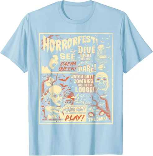 Vista 53 de Camiseta de terror vintage con póster de Halloween y película de terror Negro