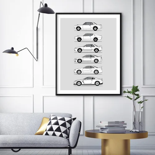 Vista 3 de Idea Network Póster hecho a mano compatible con Nissan Skyline GT-R Generations Print