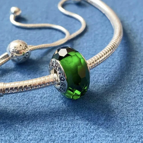 Vista 6 de 2 dijes de cristal de Murano para pulseras Pandora, dijes de plata de ley 925 para pulseras, dijes de Navidad verde y rojo, muñeco de nieve