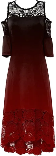 Vista 5 de Vestidos de talla grande para mujer, vestido de verano 2023, elegante, sexy, entallado, con encaje, retazos, manga con volantes, vestido de invitada