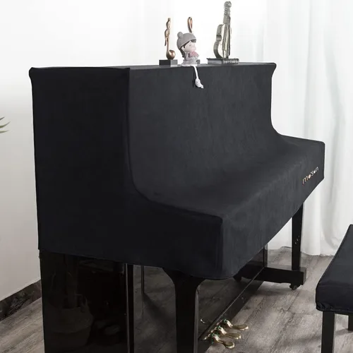 Vista 2 de Protege tu piano con el paño de cubierta vertical mooson para piano, cubierta antipolvo para teclado de piano todo incluido (en blanco)