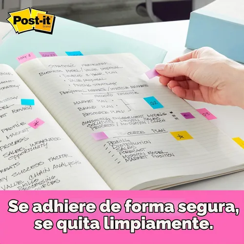 Vista 6 de Post-it Banderas, 1 x 1.7 pulgadas, multicolor, 4 dispensadores, 50 banderas/dispensador
