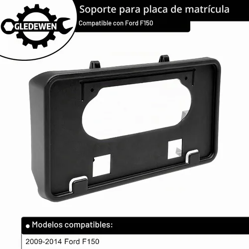 Vista 2 de Soporte de matrícula, soporte para placa frontal, apto para Ford F150 09-14 Marco de matrícula, almohadilla para parachoques de matrícula, soporte