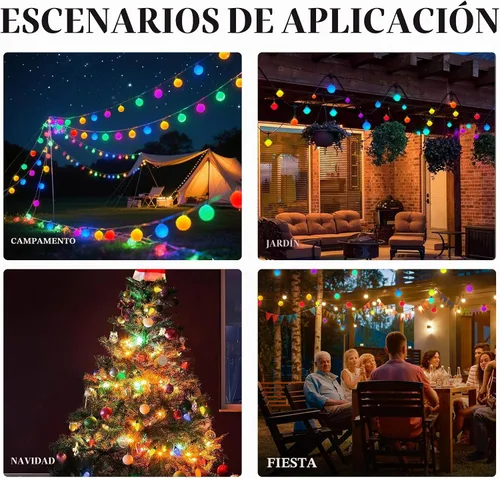 Vista 5 de LiuZpatial Luces de Navidad Inteligentes de Globo para Interiores, 33 pies 100 Luces de Hadas LED de Globo Enchufables, Aplicación y Control Remoto