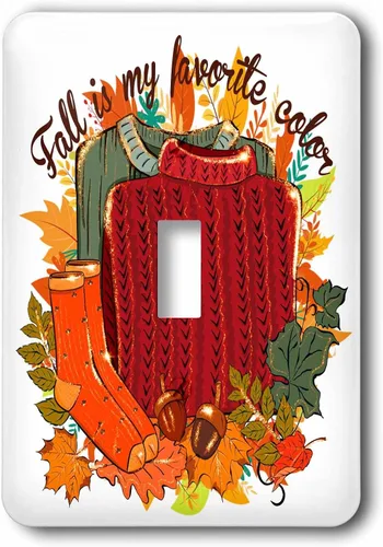 Vista 2 de 3dRose Fall is My Favorite Color of Orange Brown Green 2 plug outlet cover