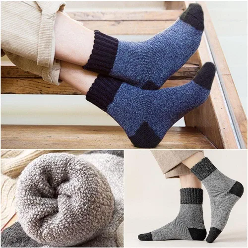 Vista 4 de MOSOTECH 5 Pairs Warm Wool Socks for Men, Size 7-12, Thick Thermal Socks Cozy Boot Socks for Winter