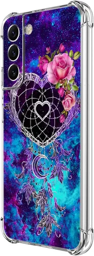 Vista 25 de Funda para Galaxy S22 Plus, protección contra caídas de rosas y mariposas azules, a prueba de golpes, de cuerpo completo, resistente a los arañazos