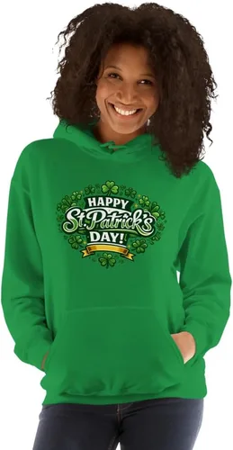 Vista 6 de Maydear Sudadera con capucha para hombre y mujer, diseño de trébol de la suerte