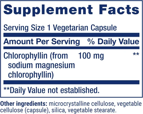 Vista 3 de Life Extension Clorofilina, antioxidante y apoyo para la salud del ADN, sin gluten, sin OMG, vegetariano, 100 cápsulas vegetarianas