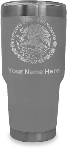 Vista 39 de LaserGram - Vaso personalizado de 20 onzas, bandera de México (negro)