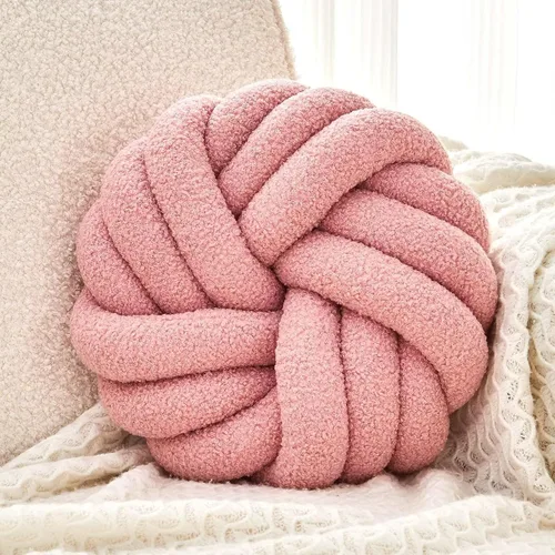 Vista 19 de Uvvyui - Almohadas de nudo, cojines decorativos de 14 pulgadas, almohadas redondas, cojín para sofá, almohada de bola anudada suave hecha a mano