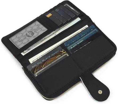 Vista 208 de Cartera de mano para mujer, estilo bohemio, con RFID, elegante, espaciosa con correa para viajes, capacidad para tarjetas, teléfono, dinero