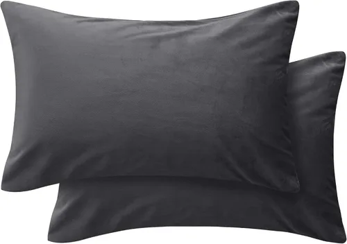 Vista 16 de Deconovo Juego de 2 fundas de almohada de pana suave con cremallera invisible, 16 x 16 pulgadas, color gris pardo, decoración del hogar para sofá