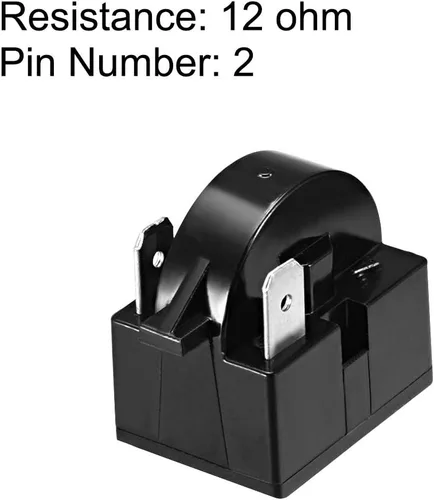 Vista 2 de uxcell 2 unids 12 ohmios 2 pin refrigerador arranque relé para compresor negro