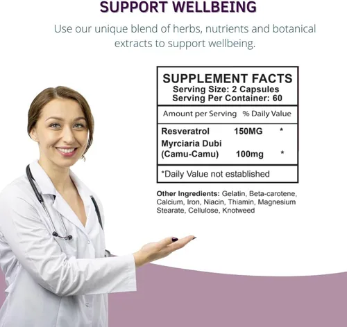 Vista 5 de Resvence Resveratrol Suplemento Cápsulas - Antioxidante - Impulsa el sistema inmunológico - Energía y vitalidad - Renovación celular - Apoya