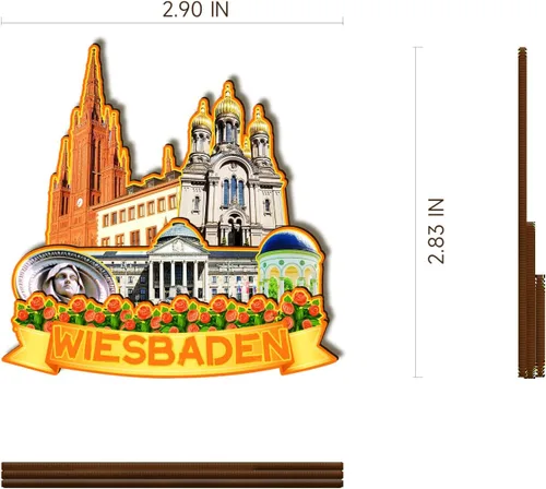 Vista 3 de Wiesbaden Alemania - Imán de madera 3D para nevera, recuerdos coleccionables, decoración hecha a mano