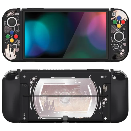 Vista 26 de PlayVital ZealProtect - Funda protectora suave para Nintendo Switch OLED, protector flexible Joycon Grip Cover para Nintendo Switch OLED con tapas