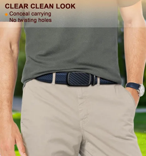 Vista 6 de BULLIANT Cinturones para Hombre Paquete de 2, Cinturón Deslizante de Trinquete Ajustable Para Regalo Hombres Vestido Casual 1 38", Corte para Ajustar