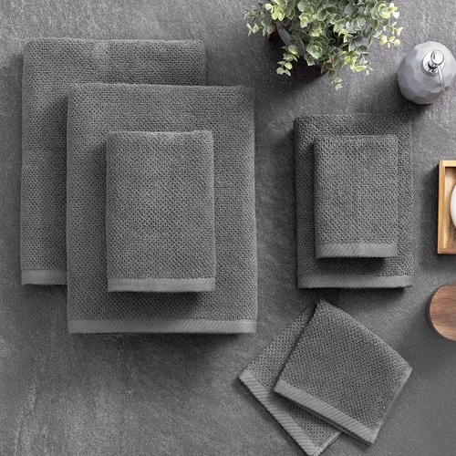 Vista 2 de Welhome Franklin - Juego de 6 toallas 100% de algodón con textura, 600 GSM, suaves y lujosas, 2 toallas de baño, 2 toallas de mano, 2 paños