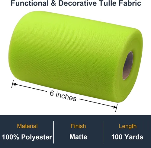 Vista 2 de Rollo de tela de tul de 6 pulgadas por 100 yardas (300 pies) cinta de tul malla transparente para bricolaje, falda tutú, envoltura de regalos, boda