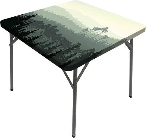 Vista 12 de Mantel cuadrado para mesa de paisaje, majestuosa escena matutina brumosa Triglav National Elástico, se adapta a mesas de 24 x 24 pulgadas