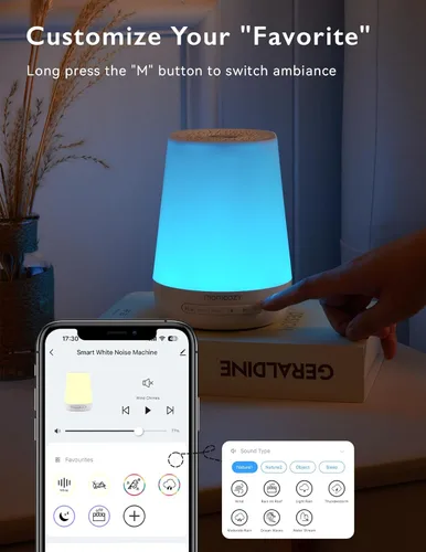 Vista 6 de Momcozy - Máquina de sonido para bebés, máquina de ruido blanco para dormir con luz nocturna, entrenador de sueño para niños pequeños con 34 sonidos