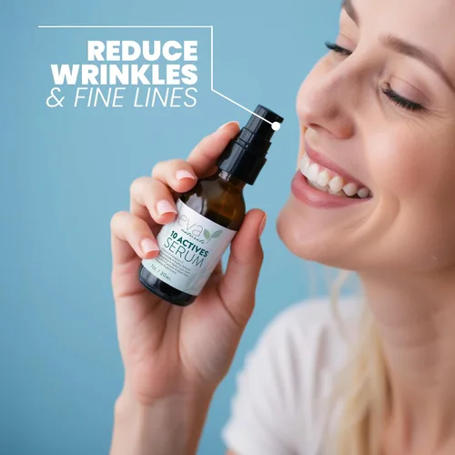 Vista 4 de Eva Naturals Suero 10 Actives – Vitamina C, niacinamida, ácido hialurónico, cúrcuma, CoQ10 – Suero facial antienvejecimiento natural para manchas